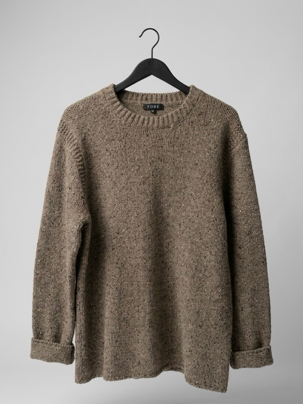 FORE Chunky Knit Oversized Wool 
Crewneck Marled Sweater - Medium - cabincore